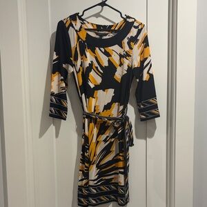 BCBGMaxAzria Black and Orange Abstract Dress